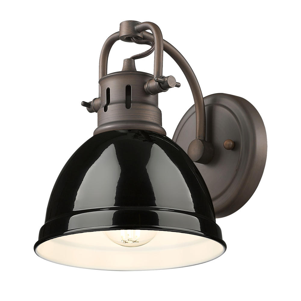 Yep by Golden Lighting Duncan 1-light Vanity in Rubbed Bronze and Black shade